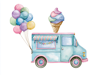 Pastel Ice Cream Truck Illustration