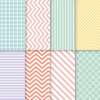 Pastel mixed seamless pattern vector set
