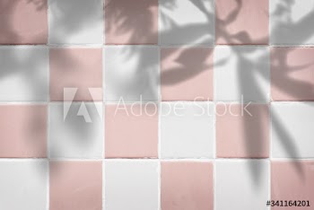 Pastel pink and white tiles textured background