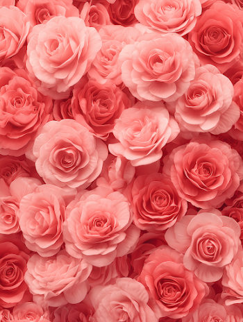 Pastel Red Roses Flat-Lay Backdrop