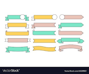 pastel ribbon set flat design label icon