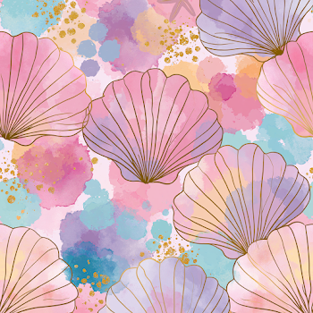 Pastel Spring Shell Decor with Gold Accents