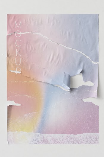 Pastel torn paper mockup on the wall | Free PSD Mockup - rawpixel
