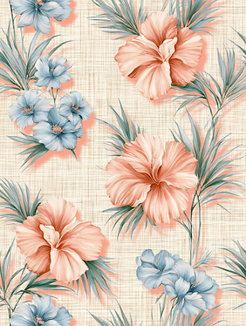 Pastel Tropical Floral Wallpaper Pattern