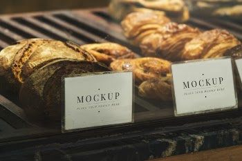 Pastry shelf display labels Free Psd