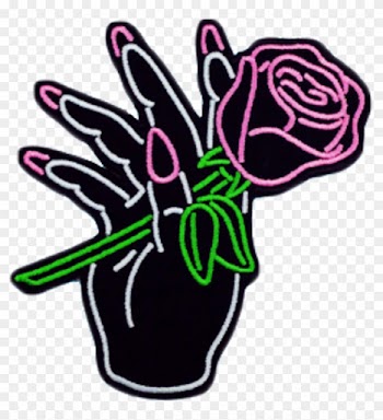 Patch Neon Rose Pink Kawaii Tumblr Sticker Freetoedit - Aesthetic Hand With Rose