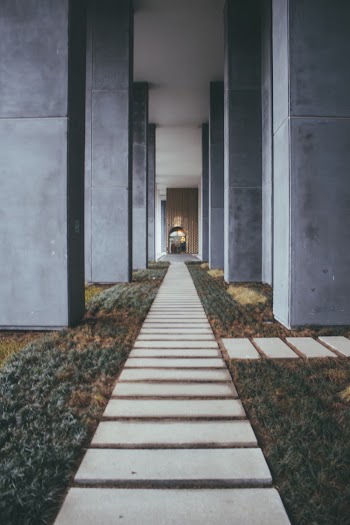 Pathway Between Gray Posts