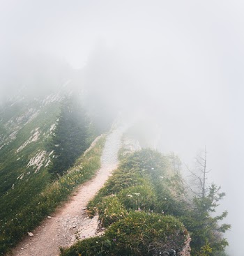 Pathway on Mountain Surrounded by Fogs