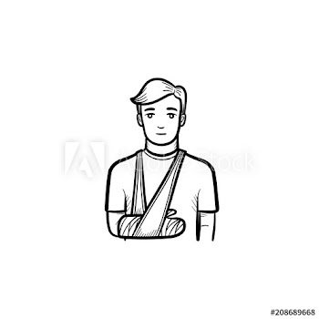 Patient with broken arm hand drawn outline doodle icon