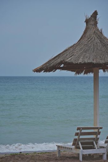 Patio Umbrella Beside Deck Chair Near Seashore