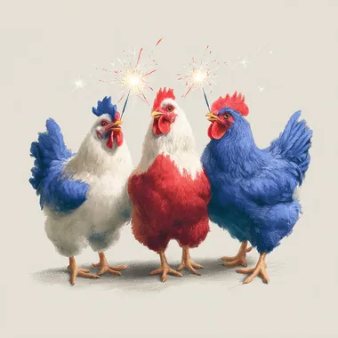 Patriotic Chickens Celebrating Fourth of July