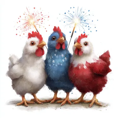 Patriotic Chickens Celebrating Independence Day