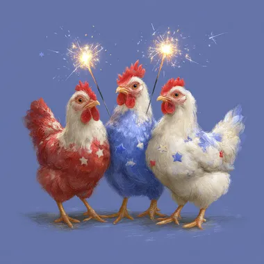 Patriotic Chickens Celebrating Independence Day