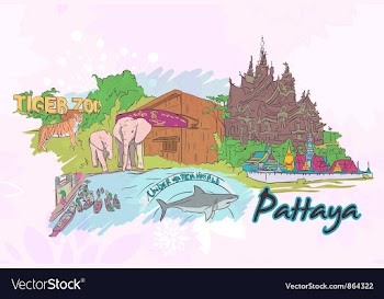 Pattaya doodles vector image
