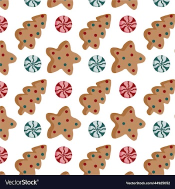 pattern christmas with gingerbread and lollipops