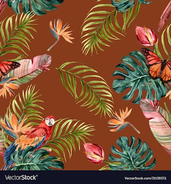 pattern design with tropical plants butterfly