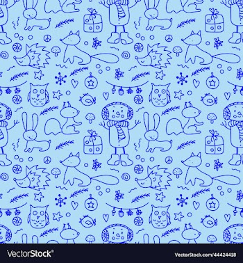 pattern in doodle style of animals