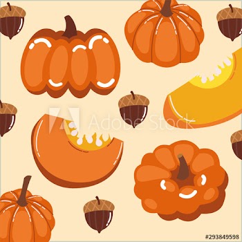 pattern of autumn with pumpkins