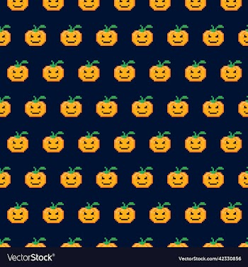 pattern of cartoon smiling halloween pumpkin