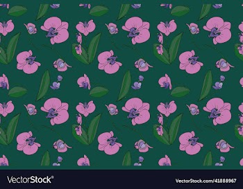 pattern of pink orchids on a green background