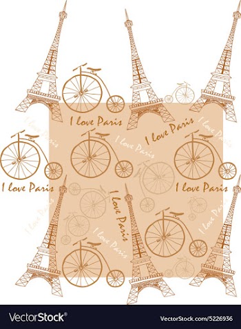 Pattern of the Eiffel Tower on a beige background vector image