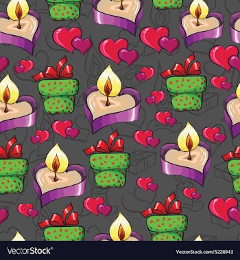 Pattern with a candle and hearts vector image