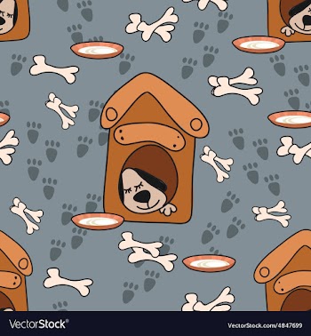 Pattern with a dog and a bone vector image