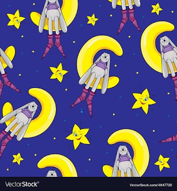 Pattern with a rabbit and a star on a blue vector image