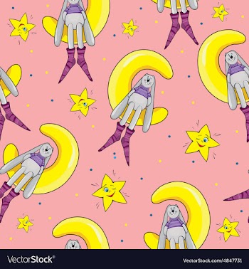 Pattern with a rabbit and a star on pink vector image