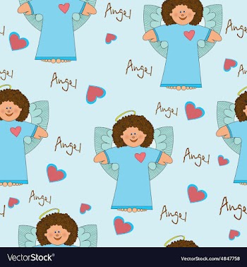 Pattern with an angel on a blue background vector image