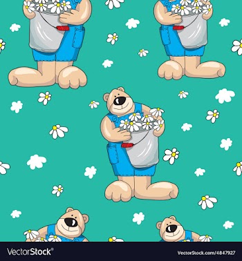 Pattern with bears on a blue background vector image