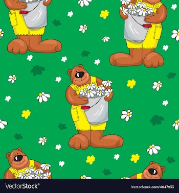 Pattern with bears on a green background vector image