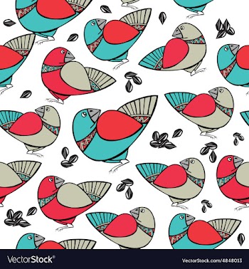 Pattern with birds and seeds vector image