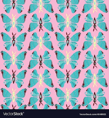 Pattern with blue butterflies on a pink background vector image