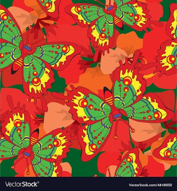 Pattern with butterflies and flowers vector image