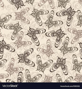 Pattern with butterflies on a beige background vector image
