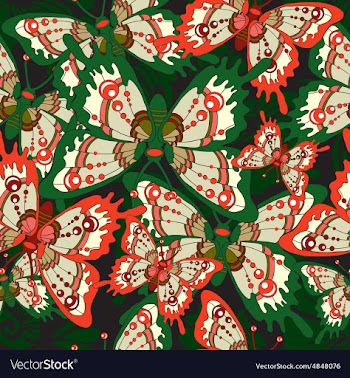 Pattern with butterflies on a black background vector image