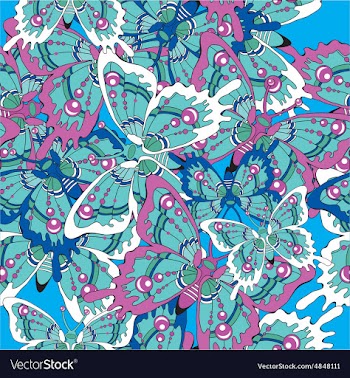 Pattern with butterflies on a blue background vector image