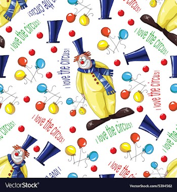 Pattern with clowns and balloons vector image