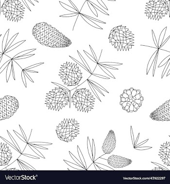 pattern with cones and fir branches