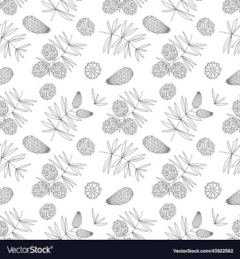 pattern with cones and fir branches