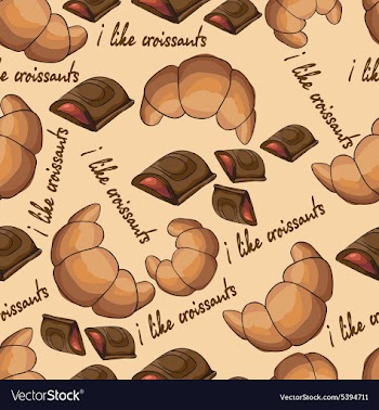 Pattern with croissants and chocolate vector image
