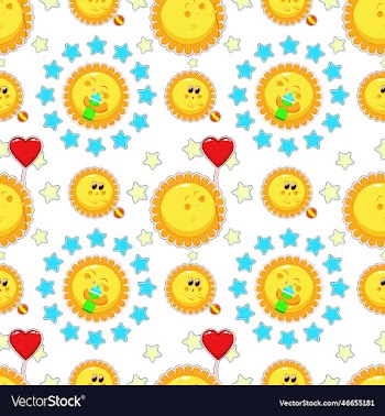 pattern with cute children suns stars heart
