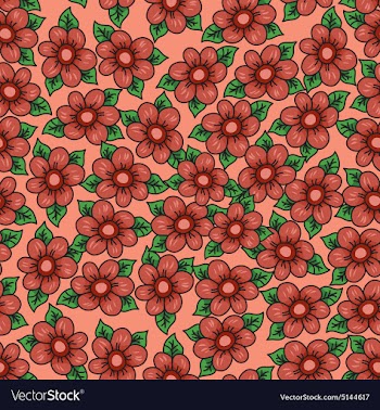 Pattern with flowers on an orange background vector image