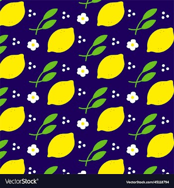 pattern with lemon leaves flower chamomile dots