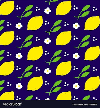pattern with lemon leaves flower chamomile dots