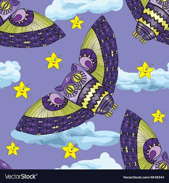 Pattern with owl and stars vector image
