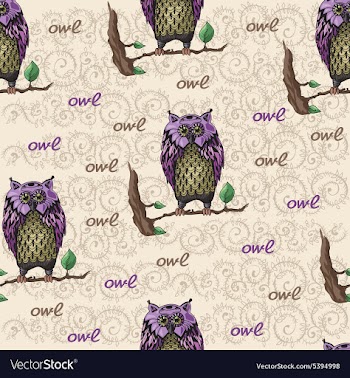 Pattern with owl on a branch vector image
