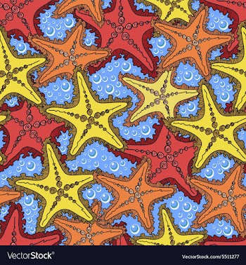 Pattern with starfish vector image