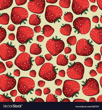 Pattern with strawberries on a yellow background vector image